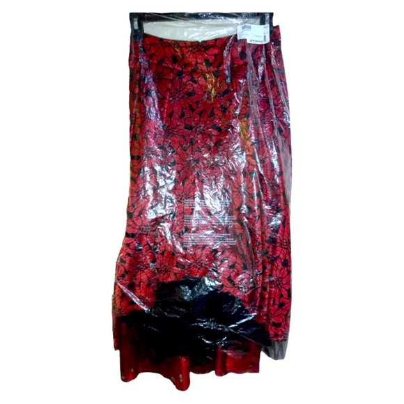 $250 ABS Lace + Tulle Hi Lo Skirt 8 Red Black Tulle Undershirt High Low Pockets - Picture 9 of 16